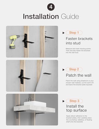 batoda 10” solid steel free hanging t shelf, package contents