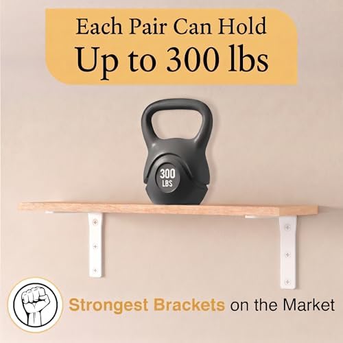 heavy duty white shelf brackets 12 inch by on a desk or shelf