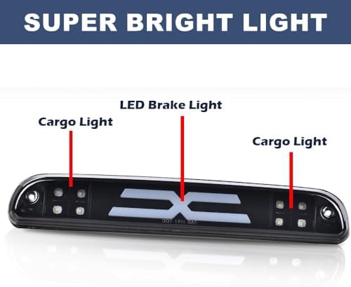 PIT66 LED 3rd Brake Light Fit Ford F250 F350 F450 F550 Super Duty 1999-2016 | Compatible with Ford Ranger 1993-2011/Fit Mazda B2300 B2500 B3000 B400 1995-2003, Smoky Lens Black Housing