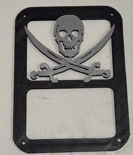 J Pirates Skull Skeleton in 3D - Black w Grey For Jeep Wrangler JK/JKU Rear Tail Light Covers (07-18) - Skull Skeletons Skulls w Swords