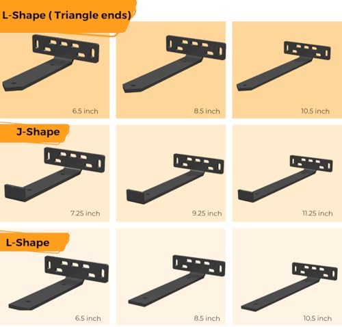j shelf brackets with lip (7.25"l x 5"w, package contents