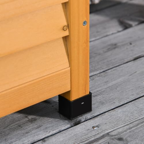 outsunny 75 gallon wooden deck box outdoor storage, front angle view