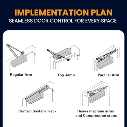 hydraulic automatic door closer – heavy duty adjustable showing dimensions