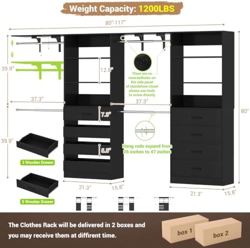 aheaplus closet system, wood closet organizer system with on a desk or shelf