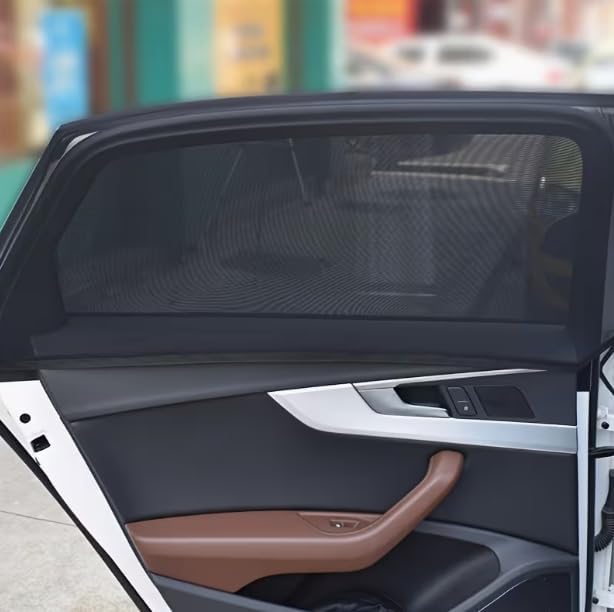 4 Pcs Full Set Car Window Screens for SUV, Front & Rear Window Sun Shade Mesh Covers, UV Protection & Anti-Mosquito Car Side Window Net, Breathable Ventilated Design
