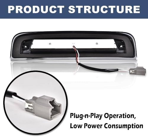 PIT66 3rd Brake Light, Fit 2014-2020 Chevy Silverado/GMC Sierra | X Type Led Bar High Mount Stop Light Rear Tail Cargo Lamps Black Smoked Lens Black Housing
