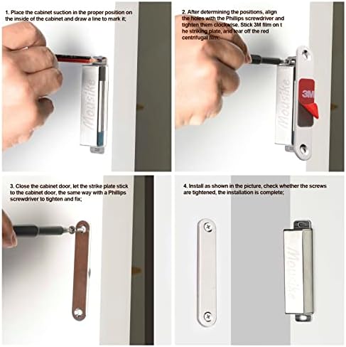 mousike magnetic door catch，70lb stainless steel cabinet door on a desk or shelf