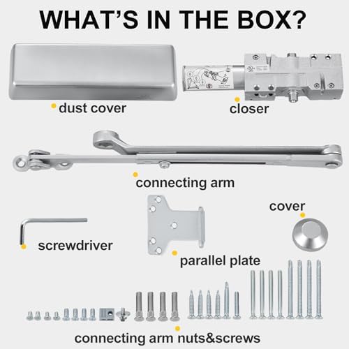 grade 1 commercial door closer, extra heavy duty, package contents