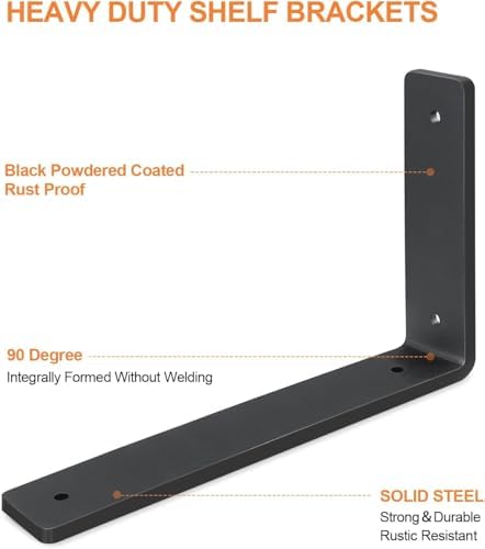 heavy duty shelf brackets 10 inch, 6 pack showing dimensions