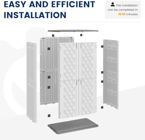 udpatio 67 cu.ft vertical outdoor storage shed, hdpe, side view