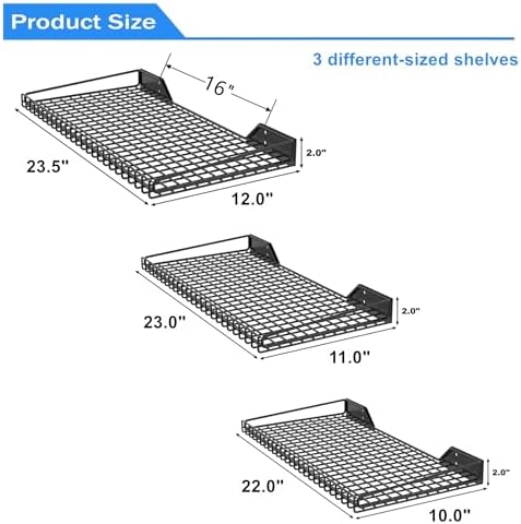 torack wall-mounted storage shelves, mixed-size wall floating shelving, close-up detail