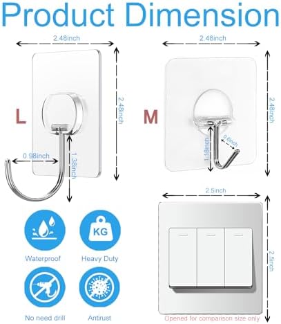 jinshunfa adhesive wall hooks 13lb heavy duty no shown in use