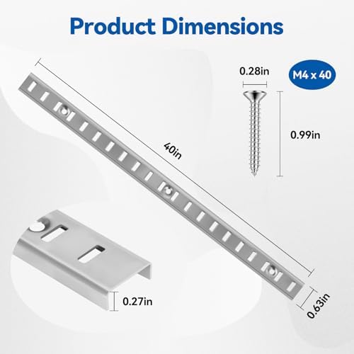 adjustable shelf bracket 40 inch 8 pack wall, close-up detail