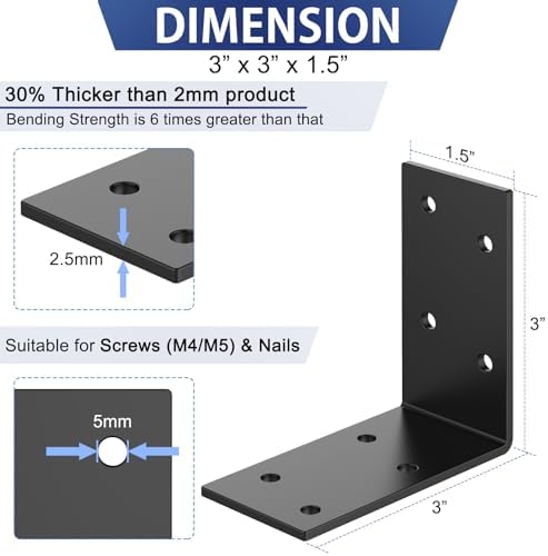 3 inch l brackets for wood, heavy duty shown in use