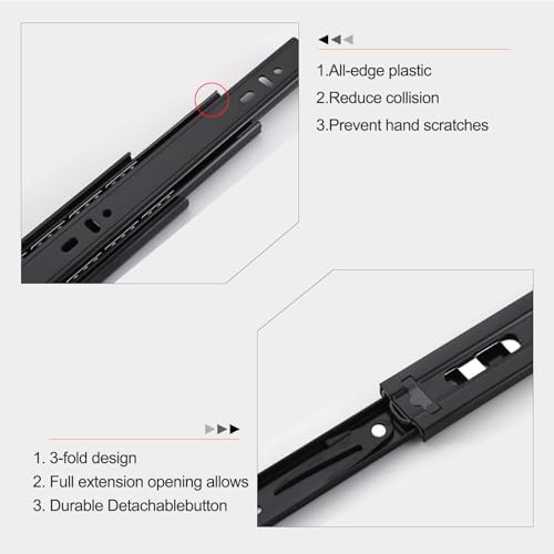 18 inch drawer slides 6 pairs (12pcs) full, side view