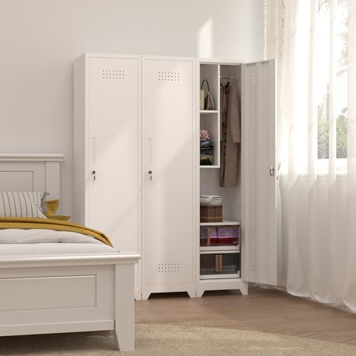 slim broom closet storage cabinet, 65" h metal, view 9