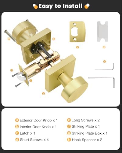 gobrico brushed gold privacy interior door knobs with showing dimensions