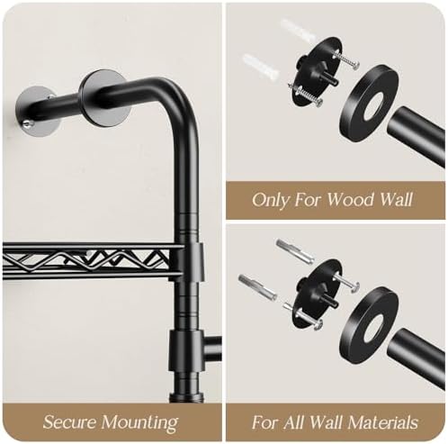 wall mounted closet system, heavy duty 3-row clothes on a desk or shelf