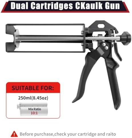 250ml dual cartridge adhesive dispenser gun 10:1 mix, close-up detail