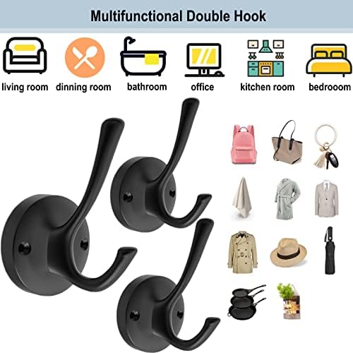 tofiigrem black wall hooks, 6 pack coat towel, front angle view