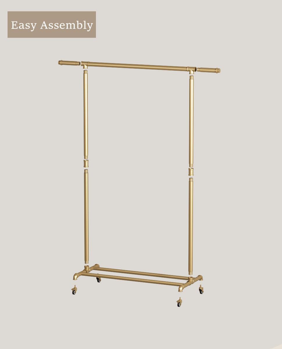 industrial pipe clothing rack, heavy duty metal clothes on a desk or shelf