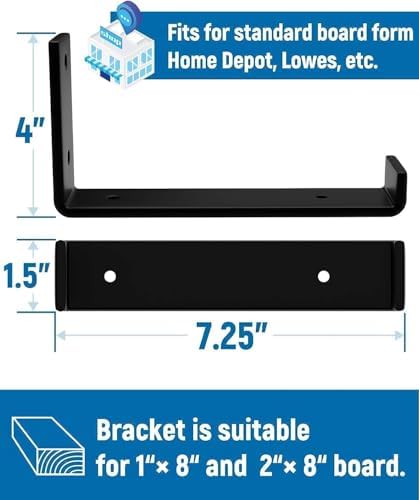 leopo 8 inch shelf brackets 8-pack, 1/5" thick, close-up detail
