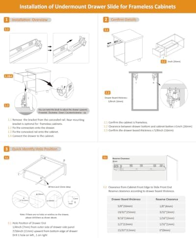 gobrico undermount drawer slides bottom mount soft close, front angle view
