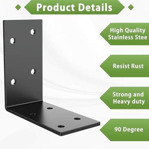 3x3 inch black l shape 90 degree corner, package contents
