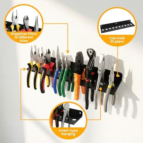 wall mount screwdriver organizer, plier organizer, hammer rack showing dimensions