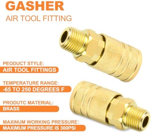 gasher 12pcs 3/8"mnpt brass industrial coupler,1/4 flow quick, side view
