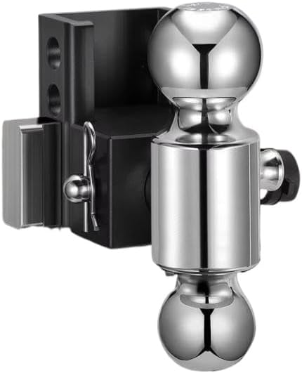 Adjustable Trailer Hitch 12500 LBS GTW Fits 2 Inch Receiver 6 Inch Drop Rise Aluminum Ball Hitch with Two Anti Theft Lock