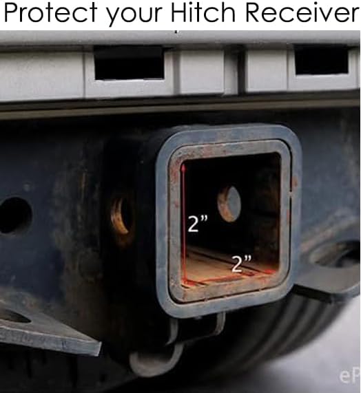 2 Inch Tow Hitch Cover Plug with Aluminum Faceplate – Universal Trailer Hitch Receiver Cover, Heavy Duty Rubber Hitch Plug Cap, No Hitch Pin Required, Fits Standard 2" Receivers