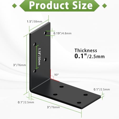 3x3 inch black l shape 90 degree corner on a desk or shelf