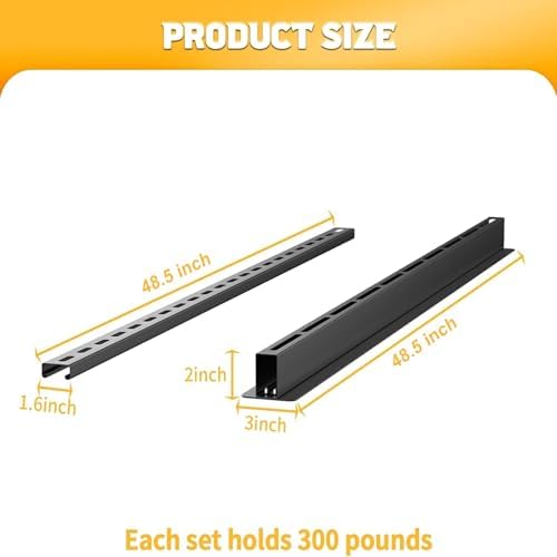 walmann overhead tote storage rails system, garage ceiling showing dimensions