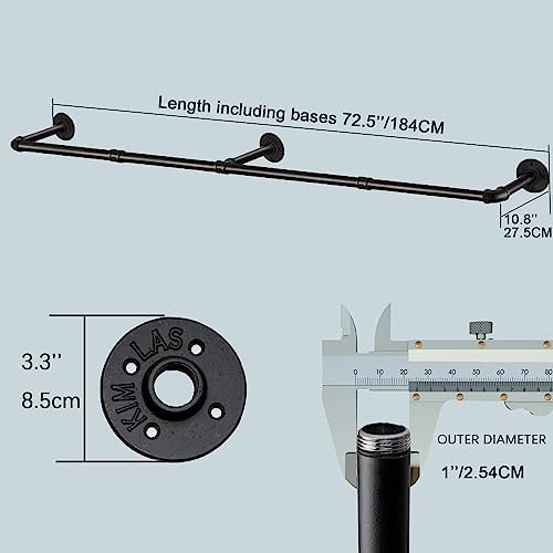 industrial pipe clothes rack with 3 s-shaped hooks, package contents