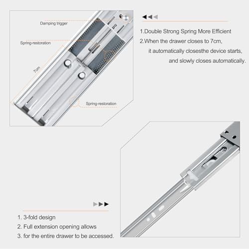 16 inch soft close drawer slides 4 pairs, side view