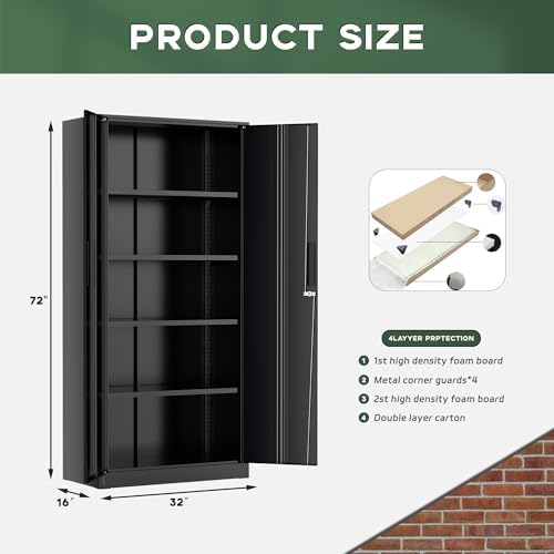 greenvelly metal cabinet, 72” black tool steel locking, close-up detail