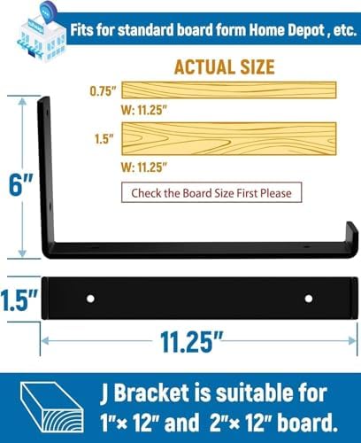 leopo 12 inch shelf brackets 12-pack, 1/5" thick, close-up detail