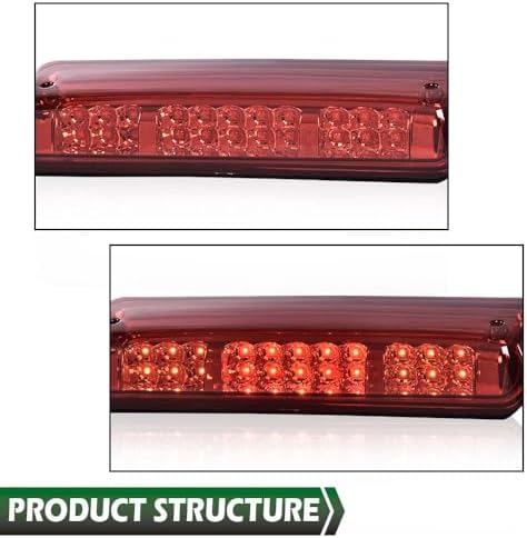 GRAND ORANGE LED 3rd Rear Third Brake Light Compatible with Ford F150 Lobo 2004-2008; Fit Explorer Sport Trac 2007-2010; Fit Lincoln Mark LT 2006-2008, Red Lens Clear Housing