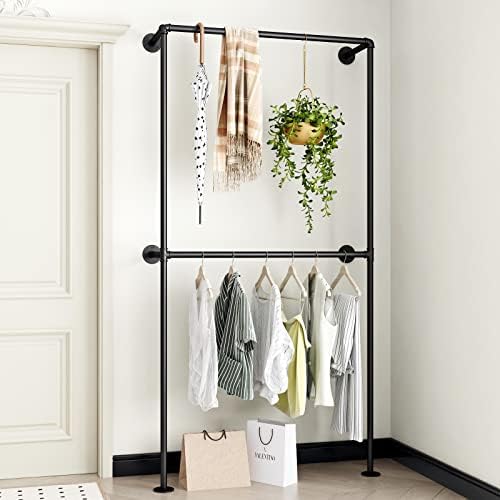 industrial pipe clothing rack wall mounted garment rack, package contents