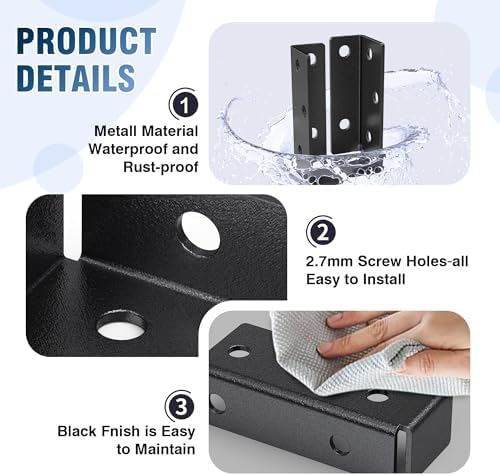 metal deck railing bracket connector, front angle view