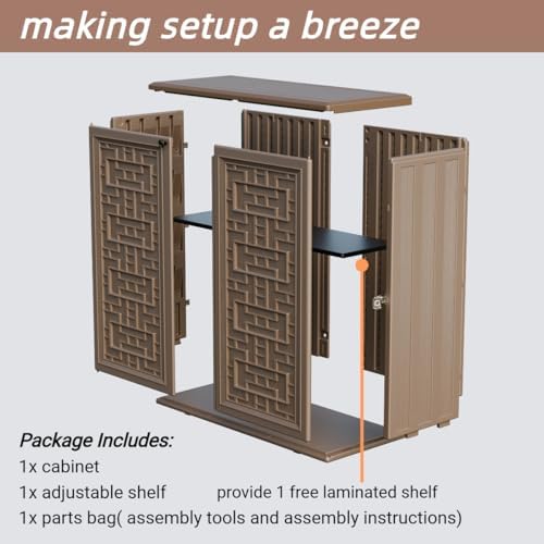 zzm hdpe outdoor storage shed, outdoor plastic storage on a desk or shelf