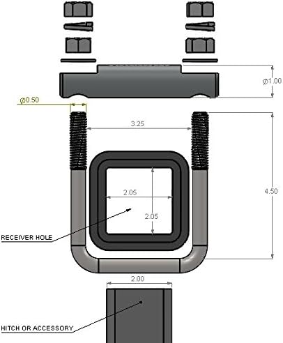 HitchClamp – Cross Clamp 2” Heavy Duty – Made in The USA - Anti-Rattle Hitch Coupling clamp/Hitch Tightener