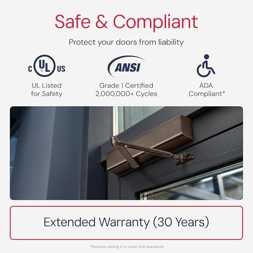 lawrence heavy duty door closer commercial grade 1, side view