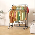 laiensia double rods garment rack with wheels, clothing, main product view