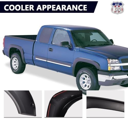 PIT66 Fender Flares Fit Chevy Silverado GMC Sierra 1999-2006/Suburban Yukon XL 2000-2006/Avalanche 2002-2006 68.4", 78", 69.2", 96" Bed Smooth Factory Style Wheel Flares Set 4Pcs