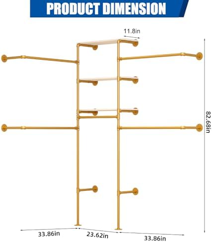 kakabb heavy duty gold pipe clothing rack shown in use