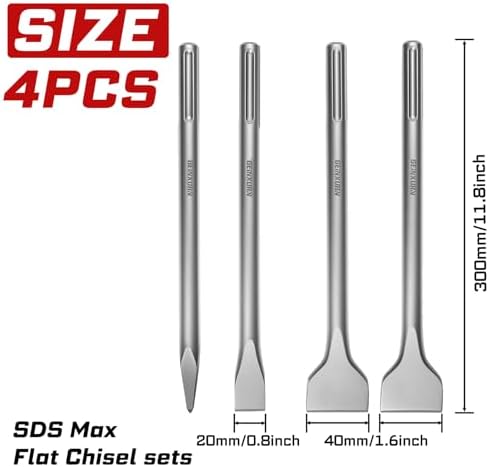 geinxurn sds max chisels, 4pcs 12-inch long masonry shown in use
