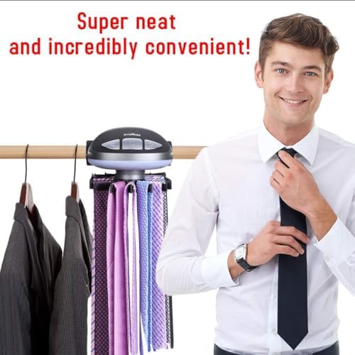 motorized tie rack closet organizer, holds & displays, package contents