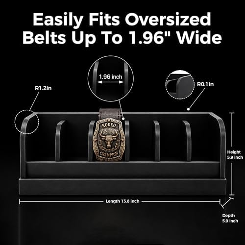minboo bamboo belt organizer box,6 grids belt rack, close-up detail